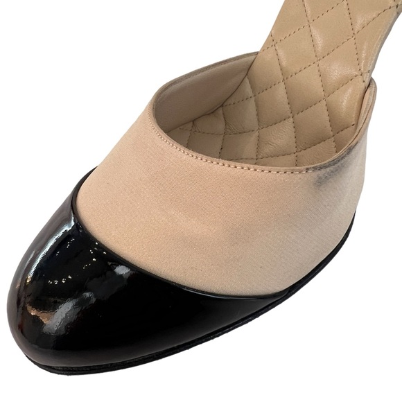 Chanel Beige Pearl Embellished Ankle Strap Heels - Picture 10 of 10